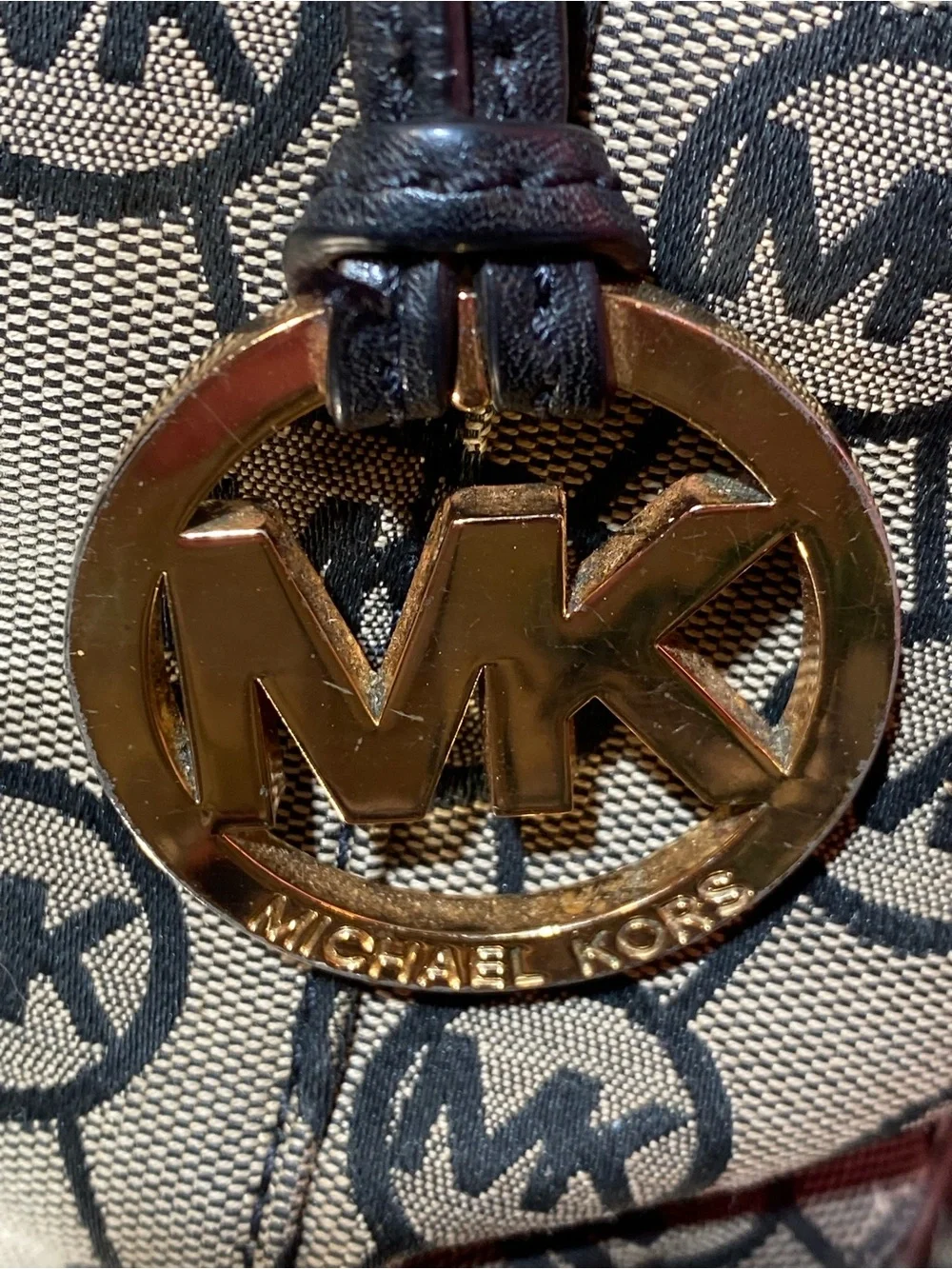 Michael Kors Beige and Black MK Logo Tote